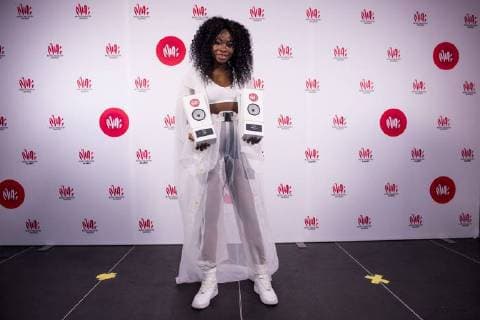 Coely Mbueno celebrate after winning two MIA s awards at the eleventh edition of the MIA s (Music Industry Award) award show, in Brussels, Tuesday 30 January 2018. The MIA awards are handed out by the VRT and Kunstenpunt.  JASPERxJACOBS 05286784