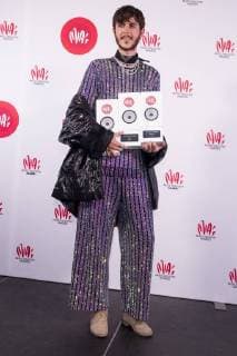Artist Max Colombie aka Oscar and the Wolf with his awards at the eleventh edition of the MIA s (Music Industry Award) award show, in Brussels, Tuesday 30 January 2018. The MIA awards are handed out by the VRT and Kunstenpunt.  JASPERxJACOBS 05286796