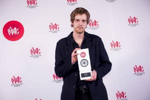 Warhouse with Maarten Devoldere with his awards at the eleventh edition of the MIA s (Music Industry Award) award show, in Brussels, Tuesday 30 January 2018. The MIA awards are handed out by the VRT and Kunstenpunt.  JASPERxJACOBS 05286826