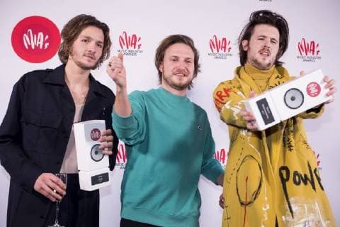 Rock band Bazart with there awards at the eleventh edition of the MIA s (Music Industry Award) award show, in Brussels, Tuesday 30 January 2018. The MIA awards are handed out by the VRT and Kunstenpunt.  JASPERxJACOBS 05286798