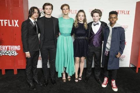 USA: Netflix Everything Sucks premiere Rio Mangini, Elijah Stevenson, Peyton Kennedy, Sydney Sweeney, Quinn Liebling, Jahi DiAllo Winston attend Netflix premiere Everything Sucks! season 1 at AMC 34th street New York New York United States AMC 34th Street  LevxRadin