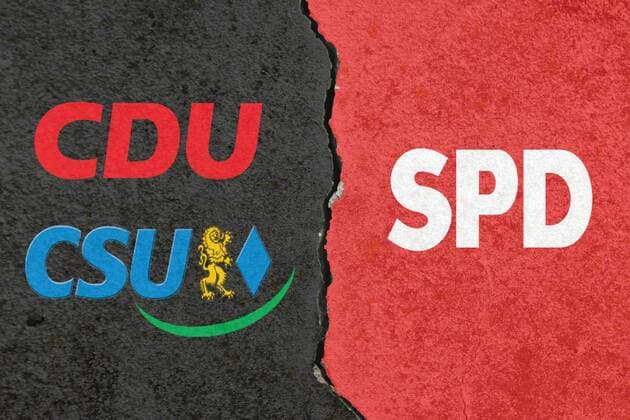 Symbolbild zum drohenden Scheitern der Koalitionsverhandlungen zu einer Fortsetzung der Großen Koalition aus den Parteien CDU CSU und SPD nach der Bundestagswahl 2017: Erodierende Farben Schwarz und Rot *** Icon image to impending failure of coalition talks to a continuation of the Grand Coalition of the parties CDU, CSU and SPD after the election in 2017 eroding colors black and Red