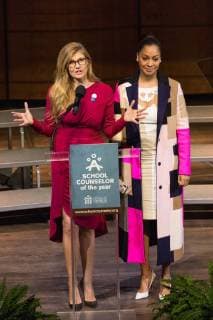 February 2, 2018 - Washington, DC, United States - (L-R): - Connie Britton (FOX series â€oe9-1-1â€Â), and La La Anthony (Starz series Power ), speak at the 2018 School Counselor of the Year awards ceremony, at the John F. Kennedy Center for the Performing Arts in Washington, D.C., on Friday, Feb. 2, 2018. ( ) Washington United States - ZUMAn230 20180202_zaa_n230_337 Copyright: xCherissxMayx