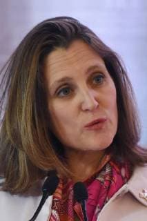 Treffen der nordamerikanischen Außenminister in Mexico City February 2, 2018 - Mexico City, Mexico, Mexico - Minister of Foreign Affairs of Canada Chrystia Freeland is seen speaking during a press conference of North American Foreign Ministers Meeting at Foreign Affair on February 02, 2018 in Mexico City, Mexico Mexico City Mexico  - ZUMAn230 20180202_zaa_n230_506 Copyright: xCarlosxTischlerx