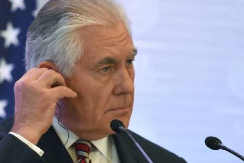 Treffen der nordamerikanischen Außenminister in Mexico City February 2, 2018 - Mexico City, Mexico, Mexico - US Secretary of State Rex Tillerson is seen speaking during a press conference of North American Foreign Ministers Meeting at Foreign Affair on February 02, 2018 in Mexico City, Mexico Mexico City Mexico  - ZUMAn230 20180202_zaa_n230_521 Copyright: xCarlosxTischlerx