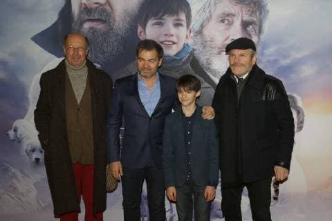 Andre Penvern - Clovis Cornillac - Felix Bossuet - Tcheky Karyo CELEBRITES : Avant Premiere Belle et Sebastien 3 - Paris - 04 02 2018 MichaelBaucher Panoramic 