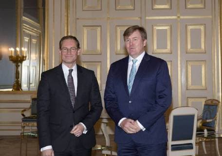 Themen der Woche Bilder des Tages 05-02-2018 The Hague King Willem-Alexander during an audience with Michael Müller, Chairman of the Federal Council of Germany at palace Noordeinde in The Hague.  Copyright: xPPE WERFx