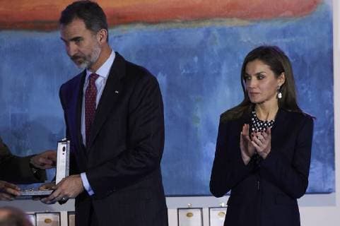 February 6, 2018 - Malaga, Andalucia, Spain - Queen Letizia of Spain, King Felipe VI of Spain attend the Gold Medals of Merit in Fine Arts 2016 ceremony at the Pompidou Center on February 06, 2018 in Malaga, Spain Malaga Spain  - ZUMAg15_ 20180206_zaf_g15_018 Copyright: xJackxAbuinx