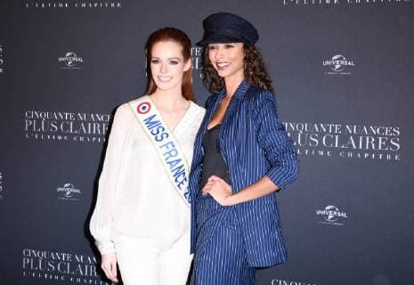 Fifty Shades of Grey 3 Premiere in Paris Maeva Coucke ( miss France 2018 ) et Flora Coquerel ( Miss France 2014 ) lors du photocall pour l avant premiere du film 50 NUANCES PLUS CLAIRES a Paris CELEBRITES : Avant premiere du film 50 NUANCES PLUS CLAIRES - Paris - 06 02 2018 FedericoPestellini Panoramic 