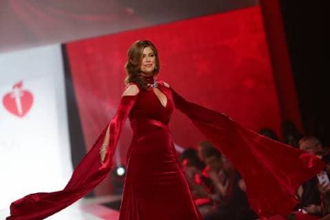 Kathy Ireland walks on the runway at The American Heart Association s Go Red For Women Red Dress Collection 2018 fashion show presented by Macy s at the Hammerstein Ballroom on February 8, 2018 in New York City.  NYP20180208119 SERENAxXU-NING