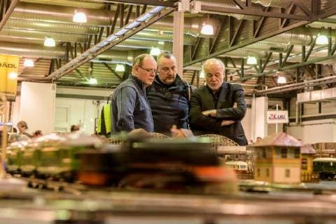 Chemnitz 20180209 , Dresden , In der Messe Dresden fand die 14 Erlebnis Modellbahn statt. Diese wird vom Modellbahnclub Pirna geleitet. Rechts steht Hagen von Ortloff der Moderator von Eisenbahn Romatik Copyright: xKunz Eibner-Pressefotox EP_Kunz