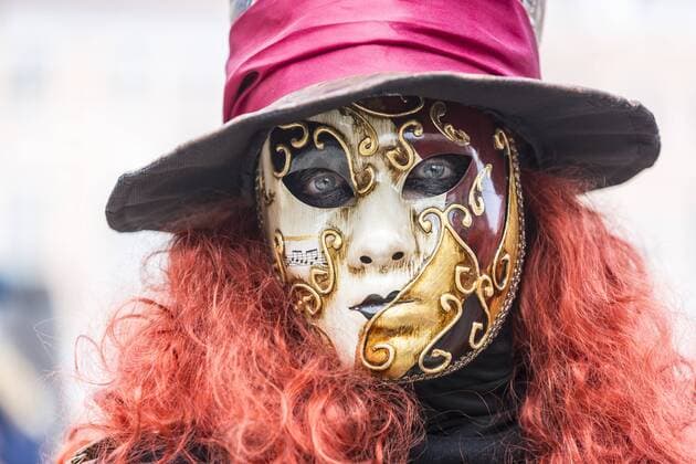 Italien, Italy, Venedig, Venice, 10.02.2018: Der Karneval in Venedig lockt Jahr für Jahr Tausende von Touristen in die Lagunenstadt. Â