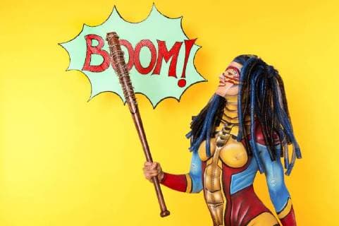 Fotoshootings der letzten Wochen GEEK ART - Bodypainting meets SciFi, Fantasy and more: Hulk vs Iron Quinn Photoshooting mit Model Sarah als Iron Quinn im Fotostudio Schubert. Niedernwöhren, 13.02.2018 - Ein Projekt des Fotografen Tschiponnique Skupin und des Bodypainters und Transformakers Enrico Lein