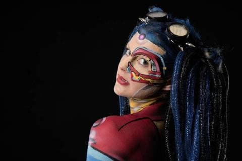 GEEK ART - Bodypainting meets SciFi, Fantasy and more: Hulk vs Iron Quinn Photoshooting mit Model Sarah als Iron Quinn im Fotostudio Schubert. Niedernwöhren, 13.02.2018 - Ein Projekt des Fotografen Tschiponnique Skupin und des Bodypainters und Transformakers Enrico Lein