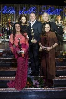 Christine Neubauer, Matilda De Angelis, Sebastian Koch, Klaus J. Behrendt und Elisabeth Lanz beim Notte delle Stelle Premio Bacco 2018 während der Berlinale 2018 im Hotel Maritim. Berlin, 16.02.2018