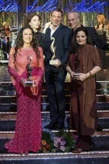 Christine Neubauer, Matilda De Angelis, Sebastian Koch, Klaus J. Behrendt und Elisabeth Lanz beim Notte delle Stelle Premio Bacco 2018 während der Berlinale 2018 im Hotel Maritim. Berlin, 16.02.2018