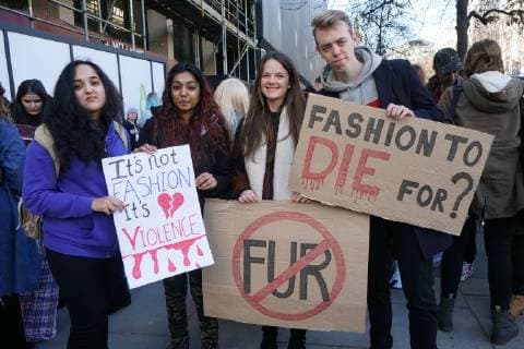Hundreds of animal activists protest at London Fashion Week against the cruelty of fur in fashion. FEBRUARY 17th 2018  SLIx18269