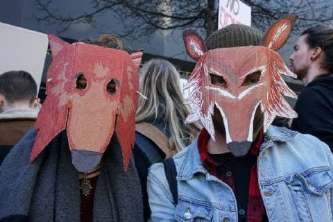 Hundreds of animal activists protest at London Fashion Week against the cruelty of fur in fashion. FEBRUARY 17th 2018  SLIx18269