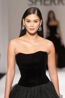 Sherri Hill Autumn Winter 2018 runway at New York Miss Universe 2015 Pia Wurtzbach walks runway for Sherri Hill Autumn Winter 2018 runway at New York Fashion Week at Gotham Hall New York New York United States Gotham Hall  LevxRadin