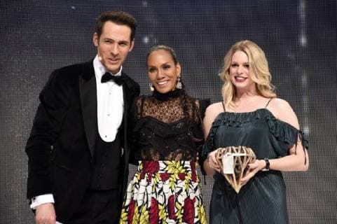 Alexander Mazza, Barbara Becker und Gewinner Smart & Connected Watch of the Year Firma Tag Heuer bei der Verleihung des 2. Inhorgenta Award 2018 im Postpalast. München, 18.02.2018