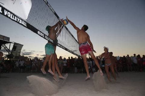 MIAMI BEACH, FL - FEBRUARY 18: Model Beach Volleyball Tournament takes places each year in Miami Beach Oceanfront between 7th and 8th. The free event open to the public features top model agencies, as well as some of the top professional volleyball players across the world, competing in a co-ed beach volleyball tournament. Copyright: xHoo-Me.com xMediaPunchx