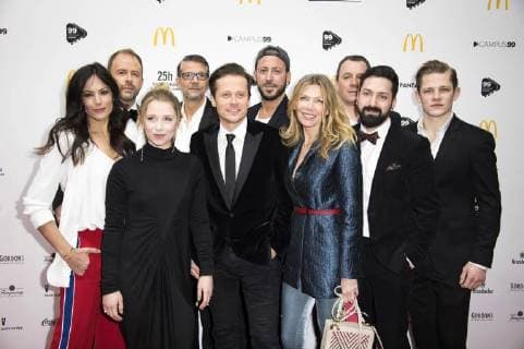 Bettina Zimmermann, Stefan Kiwit, Anna Lena Klenke, Kai Wiesinger, Roman Knizka, Jakob Erwa, Ursula Karven, Tariq Khan und Max von der Groeben beim 99Fire Films Award 2018 während der Berlinale 2018 im Admiralspalast. Berlin, 21.02.2018