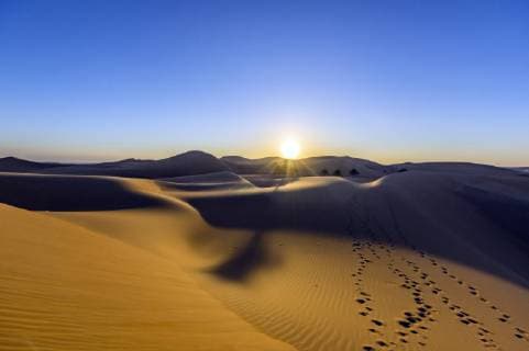 VAE, Abu Dhabi, Liwa Desert at sunrise  THAF02096
