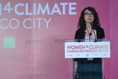 February 26, 2018 - Mexico City, Mexico, Mexico - Women4Climate Paris Fanny Giansetto is seen in her speech during the Annual Women4Climate press conference as part of C40 Cities at Interactive Museum of Economics on February 26, 2018 in Mexico City, Mexico Mexico City Mexico  - ZUMAn230 20180226_zaa_n230_880 Copyright: xCarlosxTischlerx