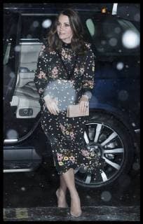. 28 02 2018. London, United Kingdom. The Duchess of Cambridge arriving in a snow storm to visit the Victorian Giants:The Birth of Art Photography exhibition at the National Portrait Gallery in London as the Beast from the East continues to hit the UK.  xStephenxLockx xi-Imagesx IIM-17100-0011