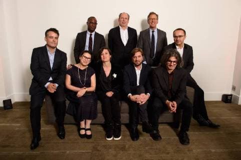 March 2, 2018 - Beverly Hills, California, U.S. - Front row: Sebastian Lelio, director of the Oscar nominated foreign film A Fantastic Woman; Ildiko Enyedi director of the Oscar nominated foreign film On Body and Soul (Hungary); presenter Rachel Morrison; Ruben Ostlund, director of the Oscar nominated foreign film The Square (Sweden); Ziad Doueiri, director of the Oscar nominated foreign film The Insult (Lebanon); Back row: Presenter Barry Jenkins, presenter Hans Zimmer, Academy governor Marchk Johnson and Andrey Zvyagintsev, director of the Oscar nominated foreign film Loveless (Russia) at the reception for the Foreign Language Film Award category for the 90th Oscars on Friday. Beverly Hills U.S. - ZUMAz03_ 20180302_shf_z03_205 Copyright: xPhilxMcCartenx