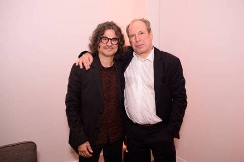 March 2, 2018 - Beverly Hills, California, U.S. - Ziad Doueiri, director of the Oscar nominated foreign film The Insult (Lebanon), with presenter Hans Zimmer at the reception for the Foreign Language Film Award category for the 90th Oscars on Friday. Beverly Hills U.S. - ZUMAz03_ 20180302_shf_z03_191 Copyright: xPhilxMcCartenx
