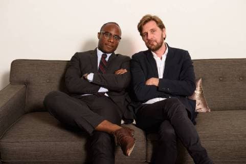 March 2, 2018 - Beverly Hills, California, U.S. - Presenter BARRY JENKINS with RUBEN OSTLUND, director of the Oscar nominated foreign film The Square (Sweden), at the reception for the Foreign Language Film Award category for the 90th Oscars on Friday. Beverly Hills U.S. - ZUMAz03_ 20180302_shf_z03_204 Copyright: xPhilxMcCartenx