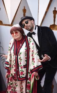 March 4, 2018 - Los Angeles, California, U.S. - AGNES VARDA AND JR arrive on the red carpet for the 90th Annual Academy Awards at the Dolby Theatre. Los Angeles U.S. - ZUMAz03_ 20180304_zbp_z03_054 Copyright: xKevinxSullivanx