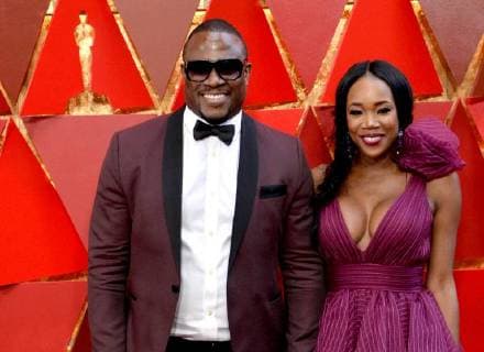 DJ Kiss and M.O.S arrive on the red carpet for the 90th annual Academy Awards at the Dolby Theatre in the Hollywood section of Los Angeles on March 4, 2018.  LAP20180304498 JIMxRUYMEN