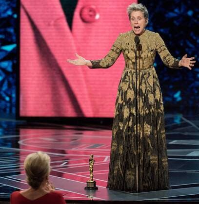 Frances McDormand accepts the Oscar for performance by an actress in a leading role for work on Three Billboards Outside Ebbing, Missouri during the live ABC Telecast of the 90th OscarsÂ® at the DolbyÂ® Theatre in Hollywood, CA on Sunday, March 4, 2018.  Copyright: xAaronxPoolex 33546_716PLX