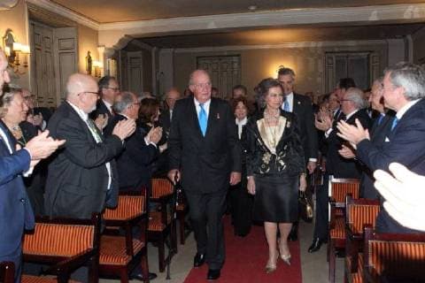 Acto academico con motivo del 80 aniversario de Su Majestad el Rey Don Juan Carlos en la Real Academia de Historia JUAN CARLOS DE BORBON Y BORBON;SOFIA DE GRECIA;INIGO MENDEZ DE VIGO; 05 03 2018 Kings Juan Carlos and Sofia during the academic ceremony with the that the Royal Academy of History pays homage to Don Juan Carlos on the occasion of its 80th anniversary, which was held on January 5 on Monday 05 March 2018. CordonPress EP888  CasaxReal Acto academico con motivo del 80 aniversario de Su Majestad el R