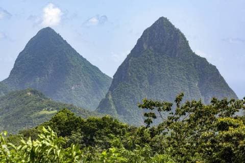 The Two Pitons, UNESCO World Heritage Site, near Soufriere, St. Lucia, Windward Islands, West Indies Caribbean, Central America Copyright: MartinxChild 785-2252