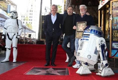 Mark Hamill recoit son etoile sur Hollywood Walk of Fame. 08 March 2018 - Hollywood, California - Harrison Ford, Mark Hamill, George Lucas. Mark Hamill Honored With Star On The Hollywood Walk Of Fame. Photo Credit: F. Sadou AdMedia 224834 2018-03-08 CA Los Angeles Etats-Unis  Copyright: xFayexSadou AdMediax STAR_224834_010