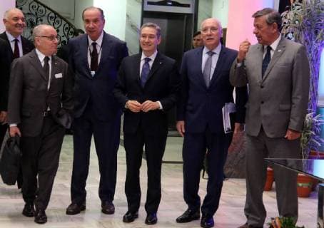 (L-R) Argentinian Chancellor Jorge Faurie, Brazilian Foreign Minister Aloysio Nunes, Canadian Minister of International Trade, François-Philippe Champagne, Paraguayan Chancellor Eladio Loizaga and Uruguayan Chancellor Rodolfo Nin Nova talk before a meeting at the headquarters of the Ministry of Foreign Affairs of Paraguay in Asuncion, Paraguay, 09 March 2018. The four foreign ministers of Mercosur (Argentina, Brazil, Paraguay and Uruguay) will formalize today in Asuncion the beginning of negotiations for a free trade agreement with Canada, a country represented at the summit by its Minister of International Trade, François-Philippe Champagne. Ministers of Foreign Affairs of Mercosur meet in Asuncion for negotiations with Canada !ACHTUNG: NUR REDAKTIONELLE NUTZUNG!  Copyright: xAndresxCristaldox ASU08 20180309-636562096866154287