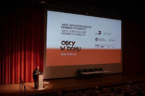 March 13, 2018 - Warsaw, Poland - Antony Polonsky, Professor Emeritus at Brandeis University and hief historian at POLIN is seen speaking during the opening of the March 68. Fifty year later conference at the Museum of the History of Polish Jews (POLIN) in Warsaw, Poland on March 13, 2018. Warsaw Poland  - ZUMAn230 20180313_zaa_n230_288 Copyright: xJaapxArriensx