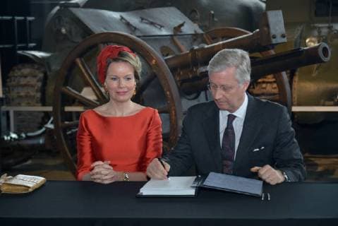 King Philippe and Queen Mathilde on the state visit in Canada. Visit of the Wolrd War I Remembrance activity in the presence of the Honourable Seamus O Regan, Minister of Veterans affairs ans associate Minister of National Defence. 13 march, Ottawa, Canada F. Andrieu Agencepeps Reporters Roi Philippe et la Reine Mathilde durant la visite d Etat au Canada. Visite du musÃ 