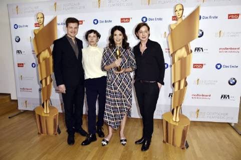 Bilder des Tages Benjamin Herrmann, Meret Becker, Iris Berben und Anne Leppin beim Fototermin anlässlich der Nominierungspressekonferenz zum Deutschen Filmpreis 2018 in der Deutschen Kinemathek. Berlin, 14.03.2018
