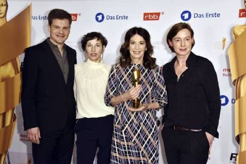 Benjamin Herrmann, Meret Becker, Iris Berben und Anne Leppin beim Fototermin anlässlich der Nominierungspressekonferenz zum Deutschen Filmpreis 2018 in der Deutschen Kinemathek. Berlin, 14.03.2018