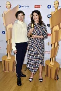 Meret Becker und Iris Berben beim Fototermin anlässlich der Nominierungspressekonferenz zum Deutschen Filmpreis 2018 in der Deutschen Kinemathek. Berlin, 14.03.2018