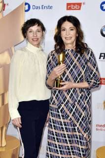 Meret Becker und Iris Berben beim Fototermin anlässlich der Nominierungspressekonferenz zum Deutschen Filmpreis 2018 in der Deutschen Kinemathek. Berlin, 14.03.2018