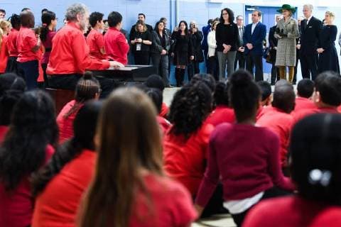 King Philippe - Filip of Belgium and Queen Mathilde of Belgium pictured during a visit to a project of the Montreal Canadiens Children s Foundation on the fifth day of a state visit of the Belgian Royals to Canada in Montreal, Canada, Friday 16 March 2018.  POOLxBENOITxDOPPAGNEx xFREDERICxSIERAKOWSKI 05314331