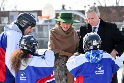 King Philippe - Filip of Belgium and Queen Mathilde of Belgium pictured during a visit to a project of the Montreal Canadiens Children s Foundation on the fifth day of a state visit of the Belgian Royals to Canada in Montreal, Canada, Friday 16 March 2018.  POOLxBENOITxDOPPAGNEx xFREDERICxSIERAKOWSKI 05314339