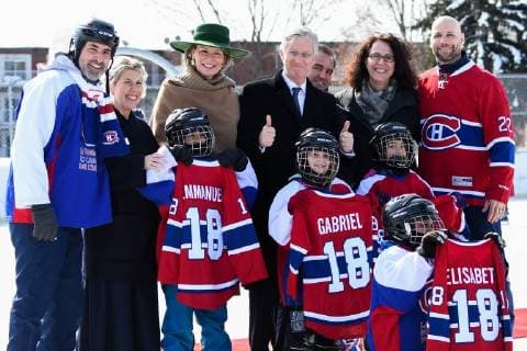 King Philippe - Filip of Belgium and Queen Mathilde of Belgium pictured during a visit to a project of the Montreal Canadiens Children s Foundation on the fifth day of a state visit of the Belgian Royals to Canada in Montreal, Canada, Friday 16 March 2018.  POOLxBENOITxDOPPAGNEx xFREDERICxSIERAKOWSKI 05314341