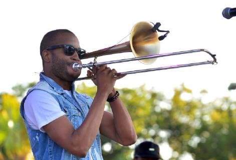 MIAMI, FL - MARCH 17: Trombone Shorty performs during the 13th Annual Jazz in the Gardens Music Festival-day1 at The Hard Rock Stadium on March 17, 2018 in Miami Gardens, Florida. Copyright: xmpi10 MediaPunchx