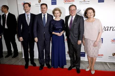 Gauthier Destenay, Xavier Bettel, Ursula von der Leyen, Armin Laschet und Susanne Laschet bei der 13. Verleihung der Steiger Awards in der Alten Kaue der Zeche Hansemann. Dortmund, 17.03.2018